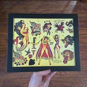 NWT, Framed American Traditional Tattoo Style Flash Print